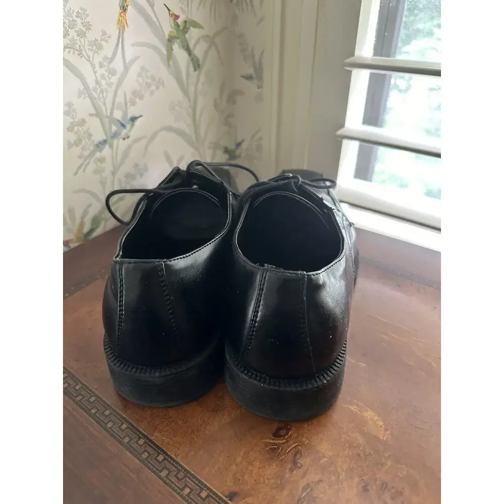 Alfani Black Faux Leather Tie Up Oxford Dress Shoes Sz 10.5 M